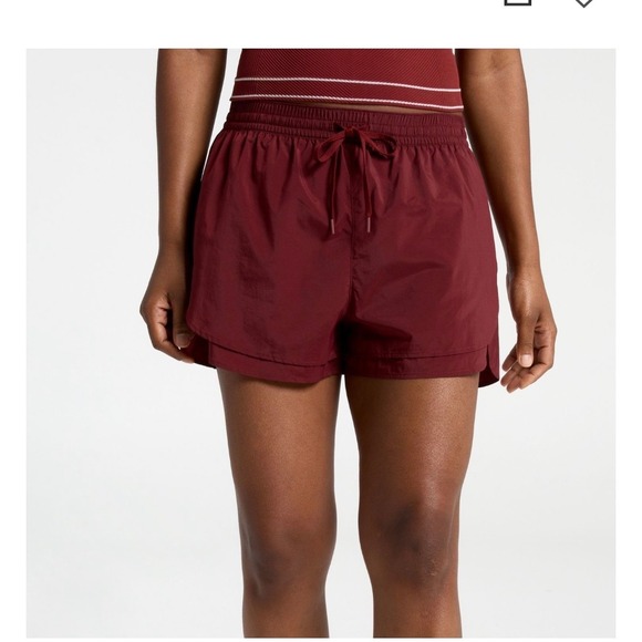 CALIA by Carrie Underwood Pants - CALIA Womens Step Up Short Red Brown Layered Athletic Running Shorts WAX15219 S